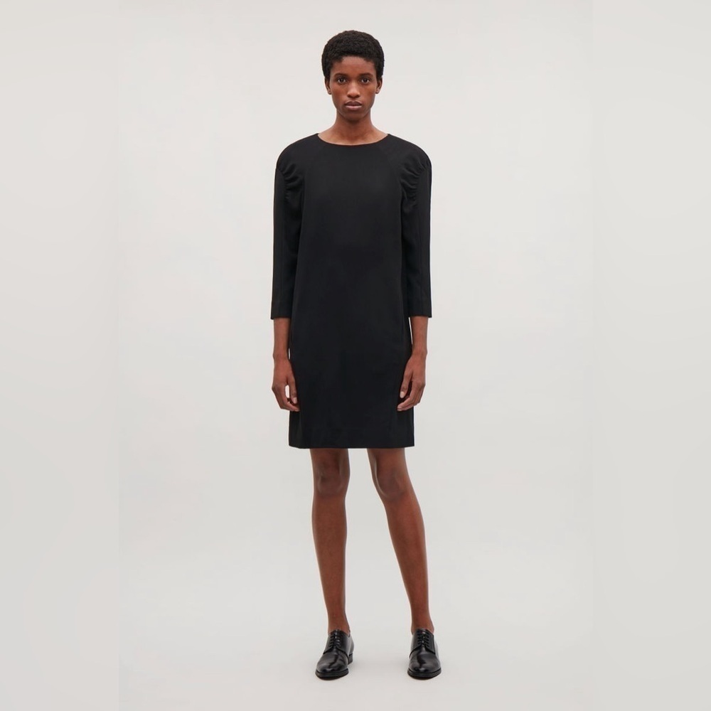 COS Dress with Gathered Sleeves 2 Black